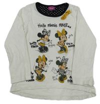Bílo-černé melírované triko s Minnie a George