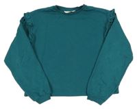 Petrolejová mikina s volánikmi H&M