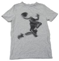 Sivé melírované tričko so sportovcem H&M