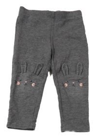 Tmavosivé melírované teplákové legíny so zajačikmi H&M