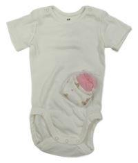 Nové - 2Set - Bílé body H&M + bílo/růžové rukavice s medvídky