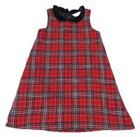 Červeno-kockované teplákové šaty s mašlou a golierikom H&M