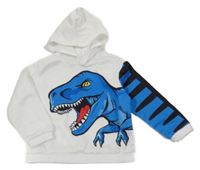 Bielo-modro-čierna mikina s dinosaurom a kapucňou SHEIN