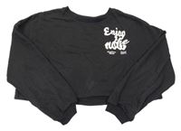 Čierna oversize crop mikina s nápismi H&M