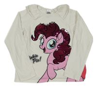 Bílé triko s pony s překlápěcími flitry a volánky C&A
