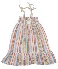 Farebné pruhované plátenné žabičkové šaty Jeff&Co
