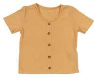 Oranžové rebrované crop tričko s gombíky Primark