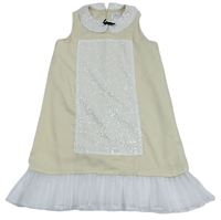 Béžovo-bílé šaty s fltry 