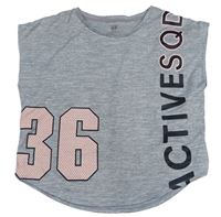 Šedé melírované sportovní tričko s číslem H&M