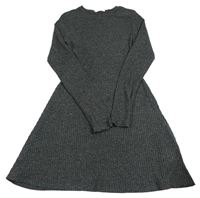 Antracitové rebrované úpletové šaty Primark