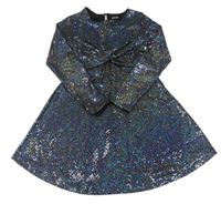 Čierno-strieborné metalické slávnostné šaty Zara