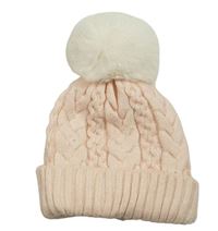 Svetloružová pletená čapica s brmbolcom Laura Ashley