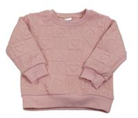 Ružová kockovaná mikina so srdiečkami a písmeny