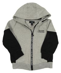 Šedo-černá propínací mikina s nápisem a kapucí Firetrap