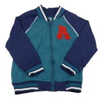 Petrolejovo-tmavomodrá prepínaci mikina s písmenem