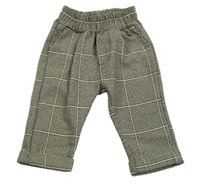 Béžovo-čierne kockované teplákové nohavice