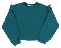 Tmavozelená crop mikina s volánikmi H&M