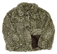 Béžová kožešinová podšitá bunda s leopardím vzorem Zara