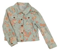 Mátová kvetovaná rifľová crop bunda Denim Co.