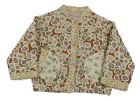 Hnědá květovaná prošívaná zateplená bunda Zara