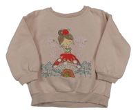 Ružová mikina s vílou a houbou s flitrami F&F