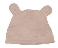 Svetloružová rebrovaná bavlnená čapica s uškami River Island