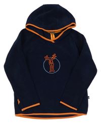 Tmavomodrá fleecová mikina s losem a kapucí