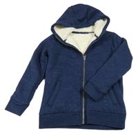 Tmavomodrá melírovaná zateplená propínací mikina s kapucí St. Bernard