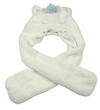 Bílá chlupatá čepice se šálou - jednorožec Primark