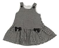 Čierno-bielo-ružová kockovaná šatová tunika s mašľami