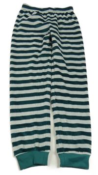 Tmavozeleno-šedé pruhované plyšové pyžamové kalhoty Lily & Dan