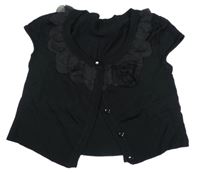 Čierne ľahké prepínaci bolerko s volánikmi