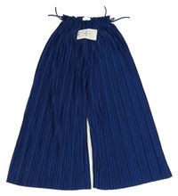 Nové - Tmavomodré plisované široké kalhoty Zara