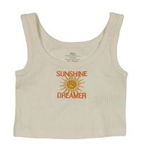 Smotanový rebrovaný crop top so sluncem M&S