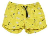 Žlté kvetované plátenné kraťasy Lupilu