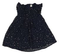 Tmavomodré šifónové šaty s hviezdami