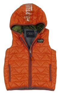 Cihlová prošívaná šusťáková zateplená vesta s kapucí Next