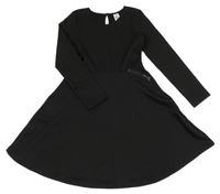 Čierne rebrované šaty so zipy C&A