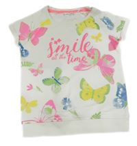 Biele teplákové tričko s motýly a nápisom Cool Club