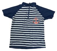 Tmavomodro-bílé pruhované UV tričko s kotvou PlayShoes