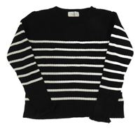 Čierno-biely rebrovaný sveter s pruhmi H&M