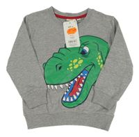 Nové - Šedá melírovaná mikina s dinosaurem Kids