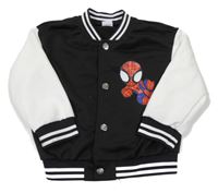 Čierno-biela baseballová mikina so Spidermanem