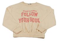 Marhuľová crop mikina s nápisom Primark