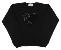 Čierny ľahký sveter so srdcem z flitrů H&M