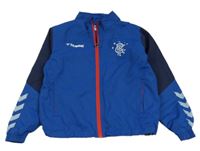 Tmavomodro-modrá futbalová funkčná šušťáková bunda s logom zn. Hummel