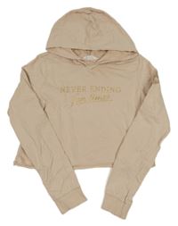 Pudrová crop lehká mikina s nápisy a kapucí H&M