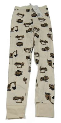 Nové - smetanové pyžamové kalhoty s bagry H&M