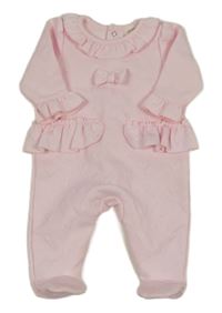 Svetloružový vzorovaný overal s volánikmi