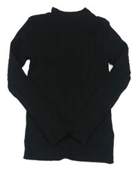 Čierny rebrovaný ľahký sveter George